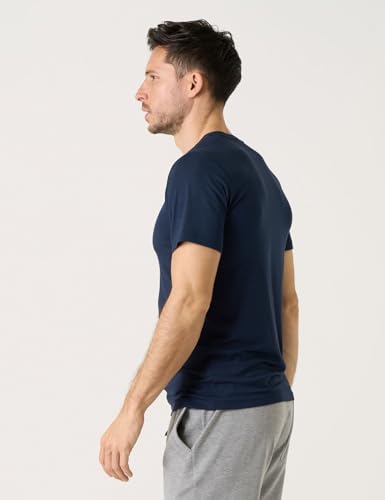 LAPASA Mens 2-Pack Micro Modal Tag-Free Short Sleeve T-Shirts Crew & V-Neck Solid Plain Regular-Fit Tee M07/M083