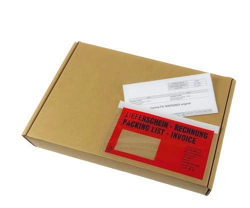 PAKOMAT Lieferscheintaschen DIN DL lang selbstklebend Dokumententaschen Begleitpapiertaschen rot-schwarz bedruckt LieferscheinRechnung (20)