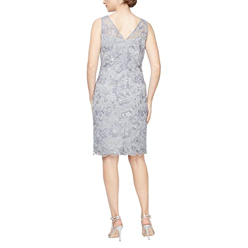 Image of Alex Evenings Women's Short Embroidered Dress with Illusion Jacket