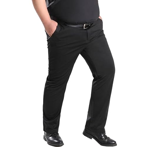 Men's Plus Size Stretch Straight Fit Dress Pants Classic Fit Flat Front Slacks Iron Free Expandable Waist Casual Pant