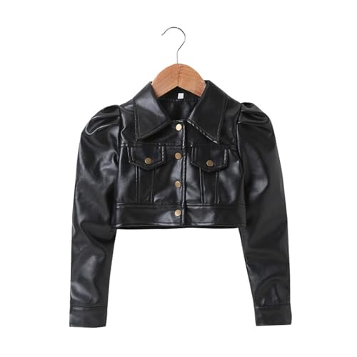 Girls Faux Leather Jackets Children's Zip Up Motorcycle Short PU Moto Biker Outwear Fit Slim Coat with Pockets2