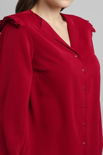 Image of Van Heusen Women Polyester Regular Fit Solid Full Sleeve Casual Shirt