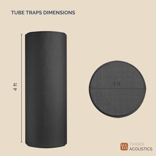 Image of Timber Acoustics Tube Traps | Rockwool | Freestanding Bass Traps | Absorber Diffuser | Room Acoustics & Soundproofing | Home Theatres & Music Studios [Single] 4' x 1' (Black)