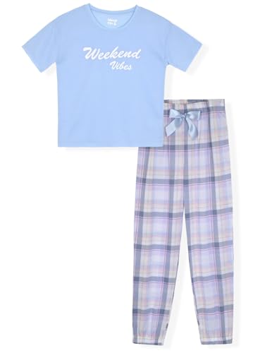 Sleep On It Girls Pajamas Pant Sets 4 Piece Summer T-Shirt and Legging Sleepwear Sets for Kids (2 Full Sets)