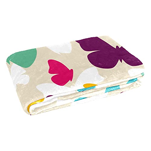 Couverture douce papillons 150x100 cm plaid chaud multicolore pour lit et canapé - 3