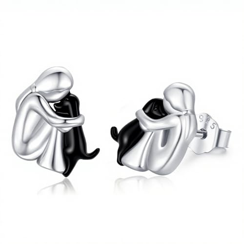 Image of 925 Sterling Silver Dog Earrings Cute Animal Puppy Stud Earrings Dog Jewelry Gifts for Women Girls Pet Lover Hypoallergenic Earrings for Sensitive Ears