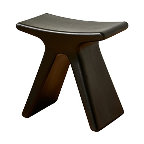 Taburete bajo de plástico impermeable antideslizante para baño, ducha y sala de estar, cómodo y fuerte, asiento de cambio de zapatos, 43,5 x 24 x 41,5 cm, color negro