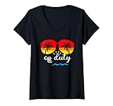 donna teacher off duty sunglasses beach sunset maglietta con collo a v