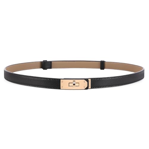 Womens Skinny Belts For Adjustable With Metal Buckle Womens Rotating Lock Buckle Waistband Dresses Jeans and Coats