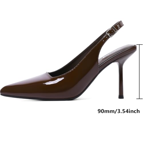 Image of RIBONGZ Sexy Slingback Pumps Elegant Dressy Heels for Women Closed Toe Pointy High Heels Wedding Bride Prom Party Evening Shoes