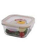LOCK & LOCK Purely Better Glass Food Storage Container with Steam Vent Lid, Square-17 oz, Color may vary