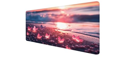 Tapis de souris XXL papillon 900x400mm imperméable pour bureau et gaming
