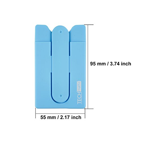 Techmatte Credit Card Sticker Holder Sleeve With Built In Phone Stand For Apple Iphone 7, 7S, 7S Plus, 6, 6S, 6S, Galaxy S7, S7 Edge, Plus, Htc 10, Lg G5, Nexus 5X, 6P (2-Pack, Blue) #TOP5