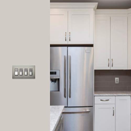 Legrand Radiant Screwless Wall Plates For Decorator Rocker Outlets, 4-Gang, Brushed Nickel, Rwp264Nicc6 #TOP5