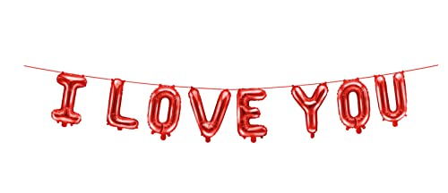 Guirnalda de globos con texto 'I Love You', decoración de San Valentín, decoración de San Valentín, aniversario de boda, propuesta de matrimonio, declaración de amor