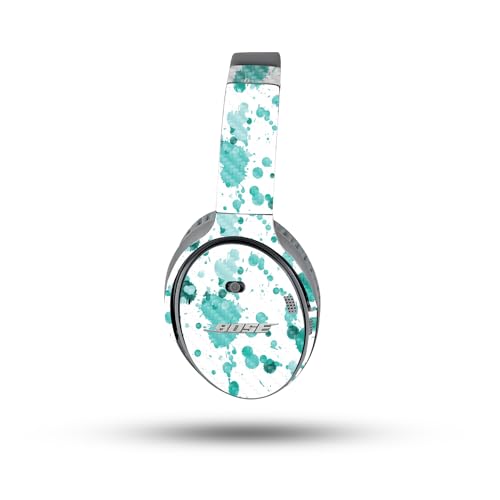Image of MightySkins Carbon Fiber Skin Compatible with Bose QuietComfort 35 II Headphones - Teal Splatter | Protective, Durable Textured Carbon Fiber Finish | Easy to Apply