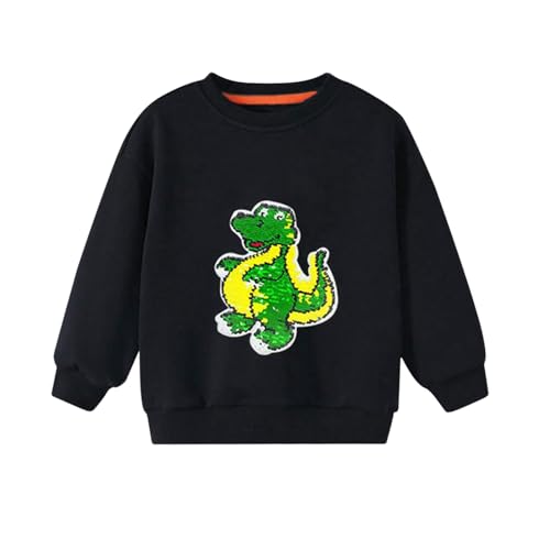 Boys and Toddlers' Fleece Hoodie Sweatshirt Boys And Girls Hoodie Spring And Autumn Color Sequins Big (Black, 4-5 Years)