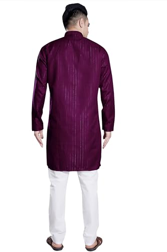 Image of DIVISIVE Men's Self Zari Line Cotton Blend Slim Fit Kurta Pyjama Set