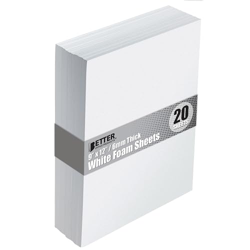 Better Office Products White EVA Foam Sheets, 20 Pack, 6mm