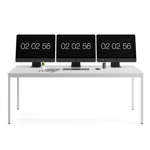 furni24 Schreibtisch-Stahl 200x80x75cm, Grau, TÜV/GS-Einfache Montage, Arbeitstisch, Bürotisch, Küchentisch, Esstisch, Druckertisch Büro-Möbel Arbeitszimmer Computertisch Gaming-Tisch Mehrzwecktisch