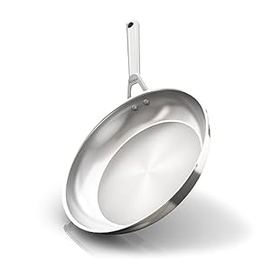 Ninja C90030 Everclad Commercial-Grade Stainless Steel 12″ Fry Pan, Tri-Ply Pans, Oven Safe to 600°F, PFAS Safe, All Stovetops & Induction Compatible, Stainless