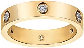 AoJun Fashion Classic 18K Gold Plated Titanium Steel Women Stacking Ring Best Gifts Couples Valentine's Day (Gold, 6)