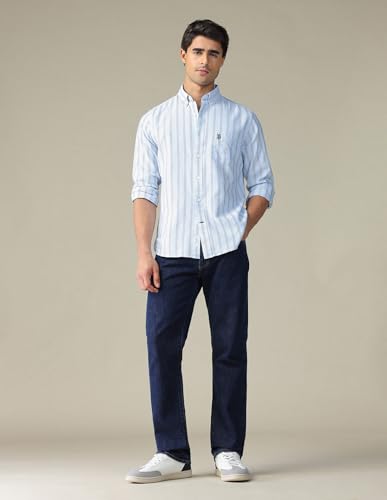 Image of U.S. Polo ASSN. Striped Tailored Fit Shirt for Men - 100% Cotton, Breathable & Comfortable, Full Sleeves Casual Shirt for Men