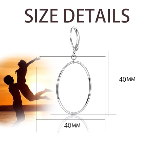 Silver Large Big Round Circle Hoop Dangle Drop Earrings for Women Hypoallergenic 40 50 60 70MM3