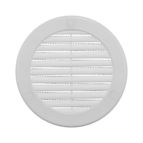 Vent Systems 100 mm / 4 Inch (Opening Dimensions) White Soffit Vent Cover - Plastic Round Air Vent Grille - Built-in Mesh Screen - HVAC Register Louver for Bathroom Home Kitchen