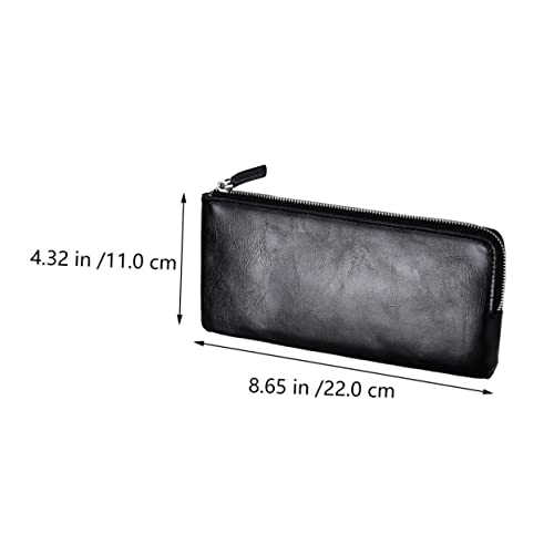 Beaupretty Long Men Wallet Large Capacity Soft Leather Travel Handbag with Zippers Multi Money Storage Pouch for Cards Coins Cash Casual Carry Black2