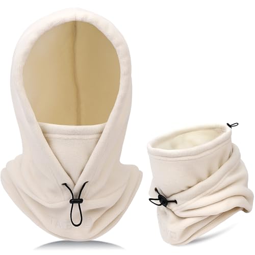 TAGVO Balaclava máscara de esqui à prova de vento capuz de lã térmica inverno uso multiusos máscara unis e cobertura facial respirável aquecedor de pescoço pesado para, 1 unidade bege