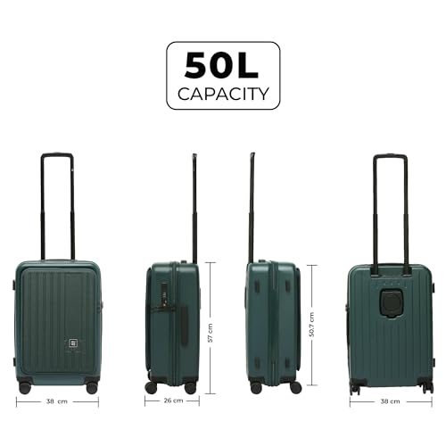 EUME Cabin Pro 57 Cm and Trunk Check - in Plus 73 Cm Luggage Trolley Bags for Travel - Set of 2 (Pine Green) | Polycarbonate (PC) 8 Hinomoto Wheels Suitcase | Trolley Bags | Luggage Trolley