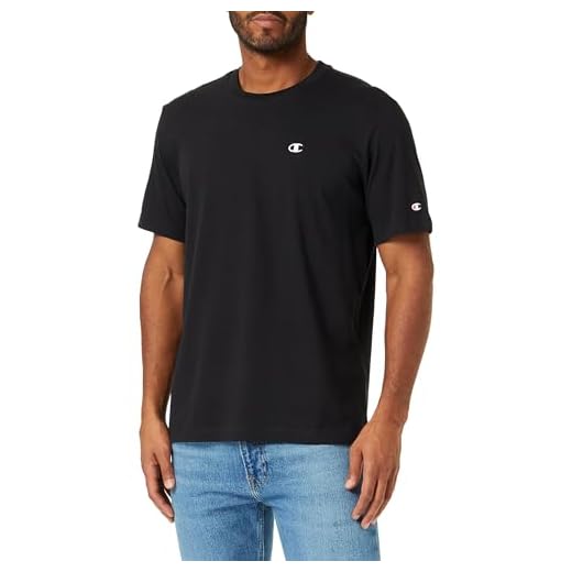 Champion Legacy Basics-S-s Crewneck T-Shirt für Herren, Schwarz, Medium