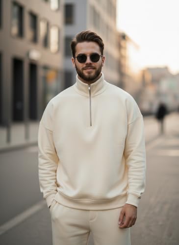 Image of Mack Jonney Solid Half Zipper Track Suit for men | Co-ord Set | Warm Fleece Tracksuit Set | Full Sleeve Sweatshirt