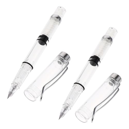 SHERCHPRY Pluma Estilográfica Transparente con Convertidor de Tinta, 4 Unidades (2 Puntas Finas y 2 Puntas Medias), Bolígrafo para Caligrafía y Material de Oficina para Estudiantes