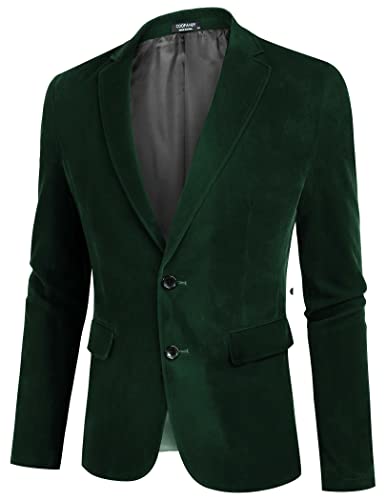 Coofandy Men Velvet Suit Jackets Blazer Slim Fit Dinner Tuxedo Vintage Jackets Army Green #TOP1