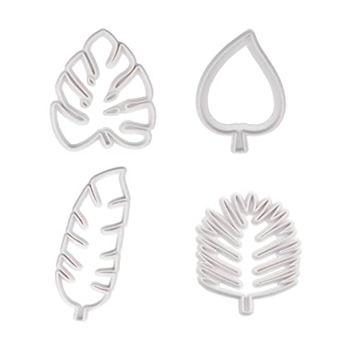 Binnan 4pcs Moules Pâtisserie en Plastique, Emporte Pièces Feuille Tropicales, pour Les Biscuits Les Pâtes à Sucre Les Gâteaux