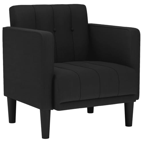 vidaXL Sessel mit Armlehnen Schwarz 53 cm Stoff, Sofasessel, Fernsehsessel, Relaxsessel, Einzelsofa, Relaxsofa, Loungesessel, Wohnzimmer Sessel
