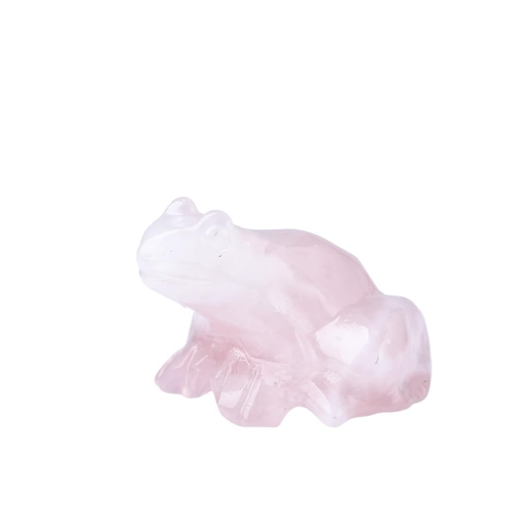 HUFFA Natural Crystal Carved Frog - Unique Geode Rock Artwork for Home Decoration(Rose quartz)
