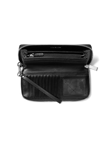 Image of Michael Kors Jet Set Travel Continental, Silver-Tone Hardware /Tonal MK Signature Coated Twill /Black