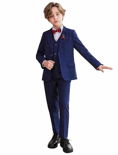 Costume mariage garçon à carreaux chic tenue de cérémonie trois pièces avec gilet et pantalon