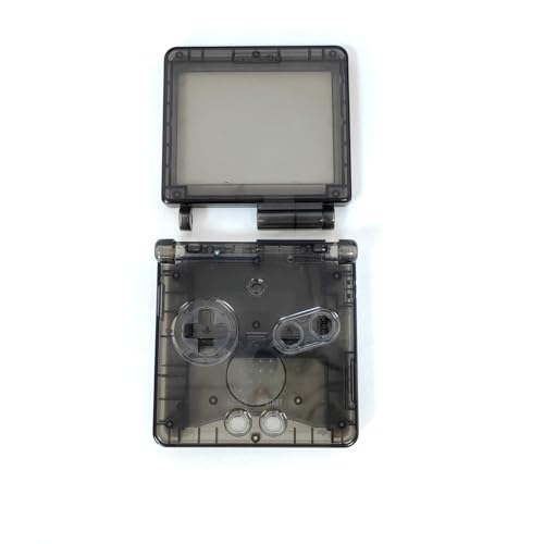 Image of Hzxkqmil Replacement Full Shell Case Kit for Gameboy Advance SP Console | Custom Transparent Housing DIY Clear Cover with Buttons Screws Repair Parts + Screwdrivers Tools for GBA SP (Clear Black)
