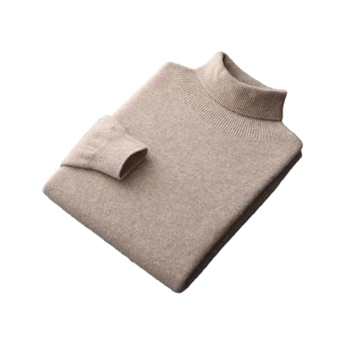 Kiioouu Fall and Winter High-Necked Work Sweaters for Men's Cshmere Sweater Solid Color Loose Wool Thickened Basic Sweater