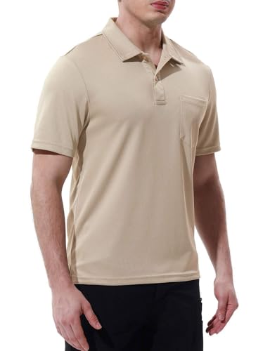 Image of Rdruko Men's Polo Shirts Short Sleeve Quick Dry Outdoor Golf Sports Shirts with Pocket