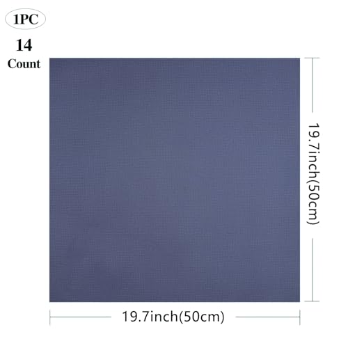 Image of Aida Cloth Cross Stitch Fabric, 14 Count, Big Size (Dark Blue, 20 * 20inch)