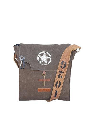 Image of The House of tara Sturdy Cotton Canvas Messenger Bags for Men and Women | With two Magnetic Snap Buttons Flap Closure, Adjustable Body Strap & Multiutility Lobster Hook (Brown)
