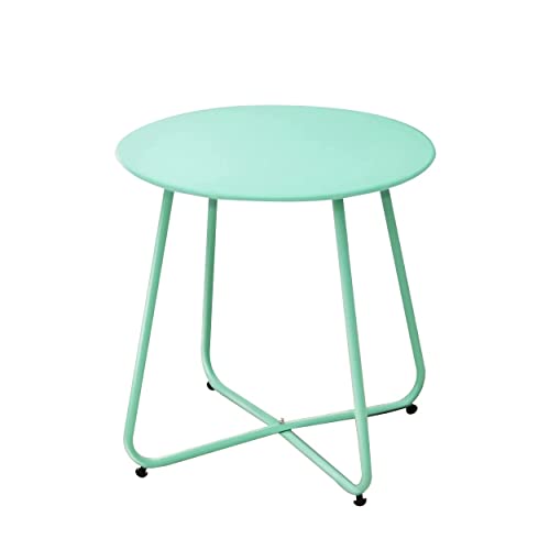 Mano Table d'Appoint Ronde en Métal, Petite Table Basse Extérieur Ronde Acier de Haute Qualité Table d’appoint Léger pour Jardin Balcon Salon Piscine Salle à Manger Chambre à Coucher