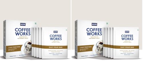 Image of Keya Coffee Works Easy Pour Over Coffee (Pack of 10) | Specialty AA Grade Arabica | Medium Roast | Baarbara Estate | Freshly Roasted | 2-Step Easy Brew Filter Coffee | Chocolate & Hazelnut.