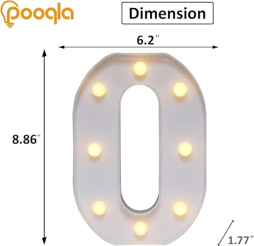 Image of Pooqla LED Light Up Numbers, Marquee Number with Remote for Birthday Decoration, Lighted Numbers Gift for Boys Girls Party Backdrop Wedding Anniversary Decor, Warm White and Cool White Number 0