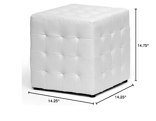 Baxton Studio Siskal Modern Cube Ottoman, White, Set Of 2, #TOP3